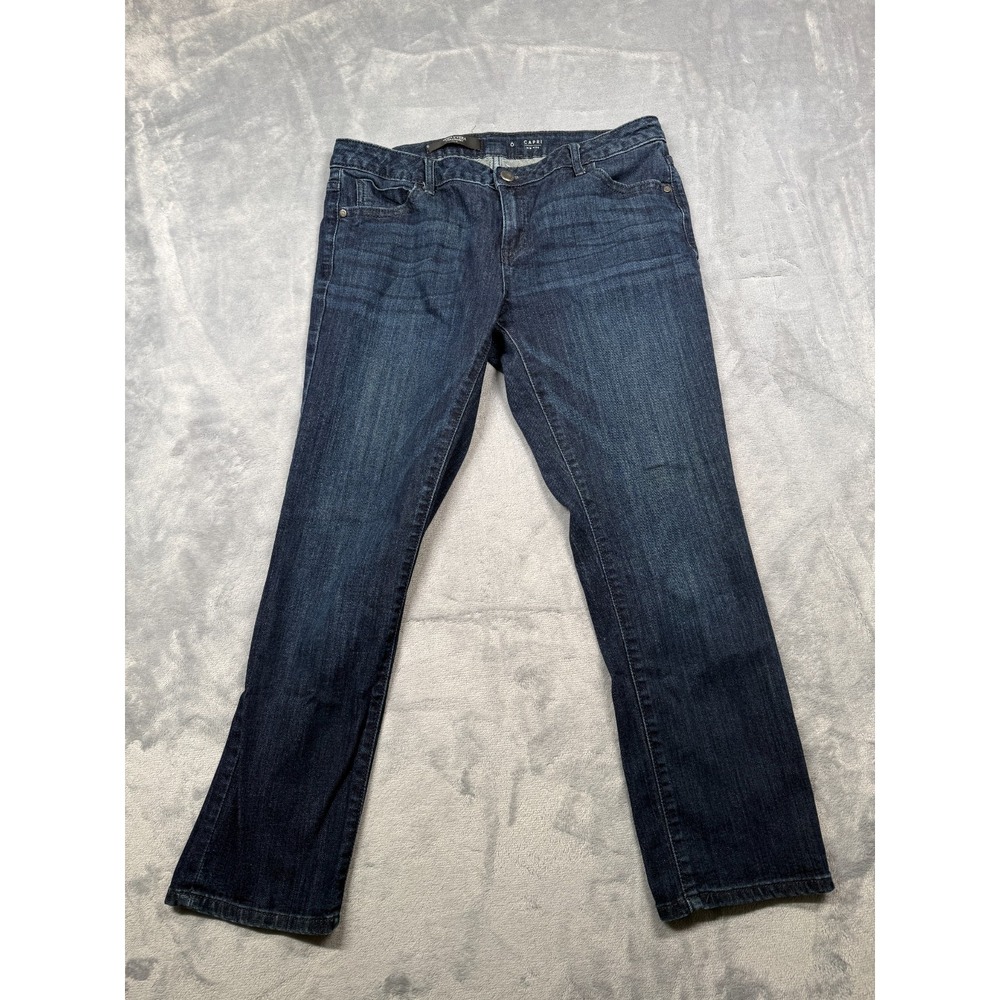 Simply Vera Vera Wang Capri Mid Rise Jeans Womens 6 Blue Denim Stretch Dark Wash
